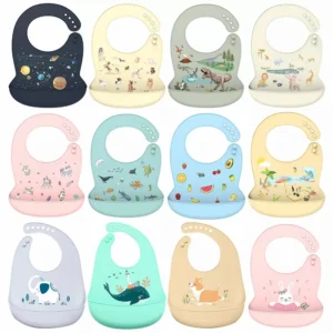 Waterproof Silicone Baby Bib with Cartoon Theme
